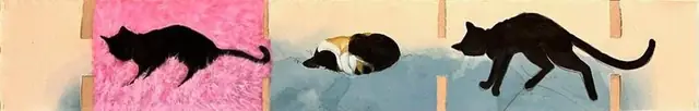 Three cats in a row