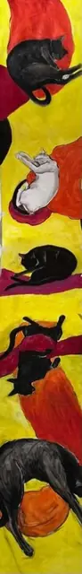 Cats on yellow, a long scroll