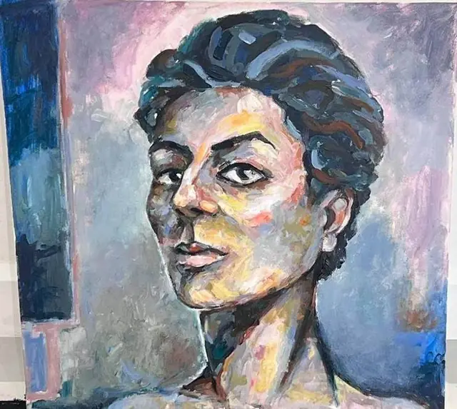 A woman looking over her shoulder