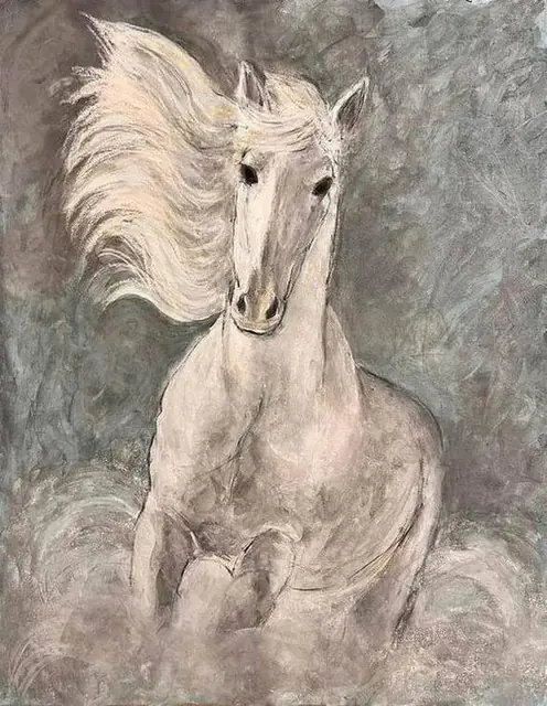 A white horse running