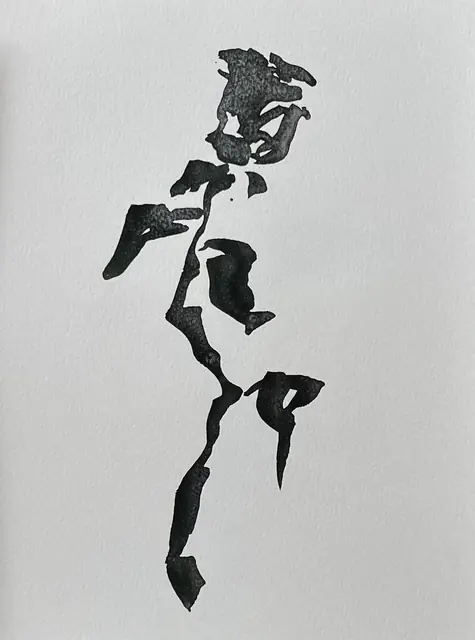 A rose in a few bold strokes of black ink