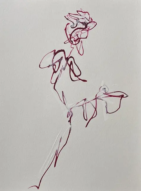 A rose in fluid fuchsia line, swaying