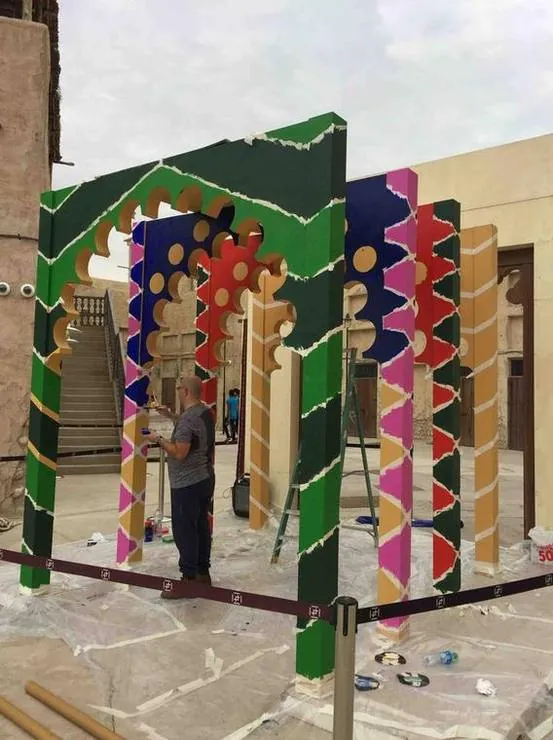 The arches in bold colours and patterns
