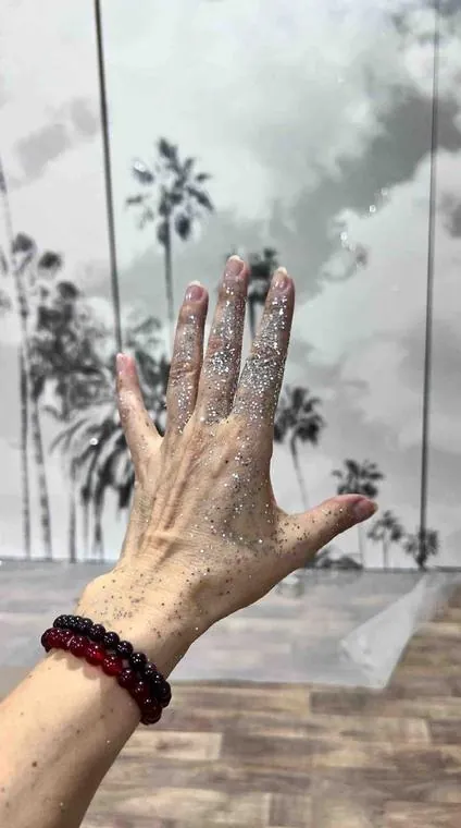 Silver glitter on the backdrop